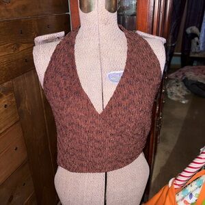Guess Women's V-Neck Brown Sweater  Halter Top